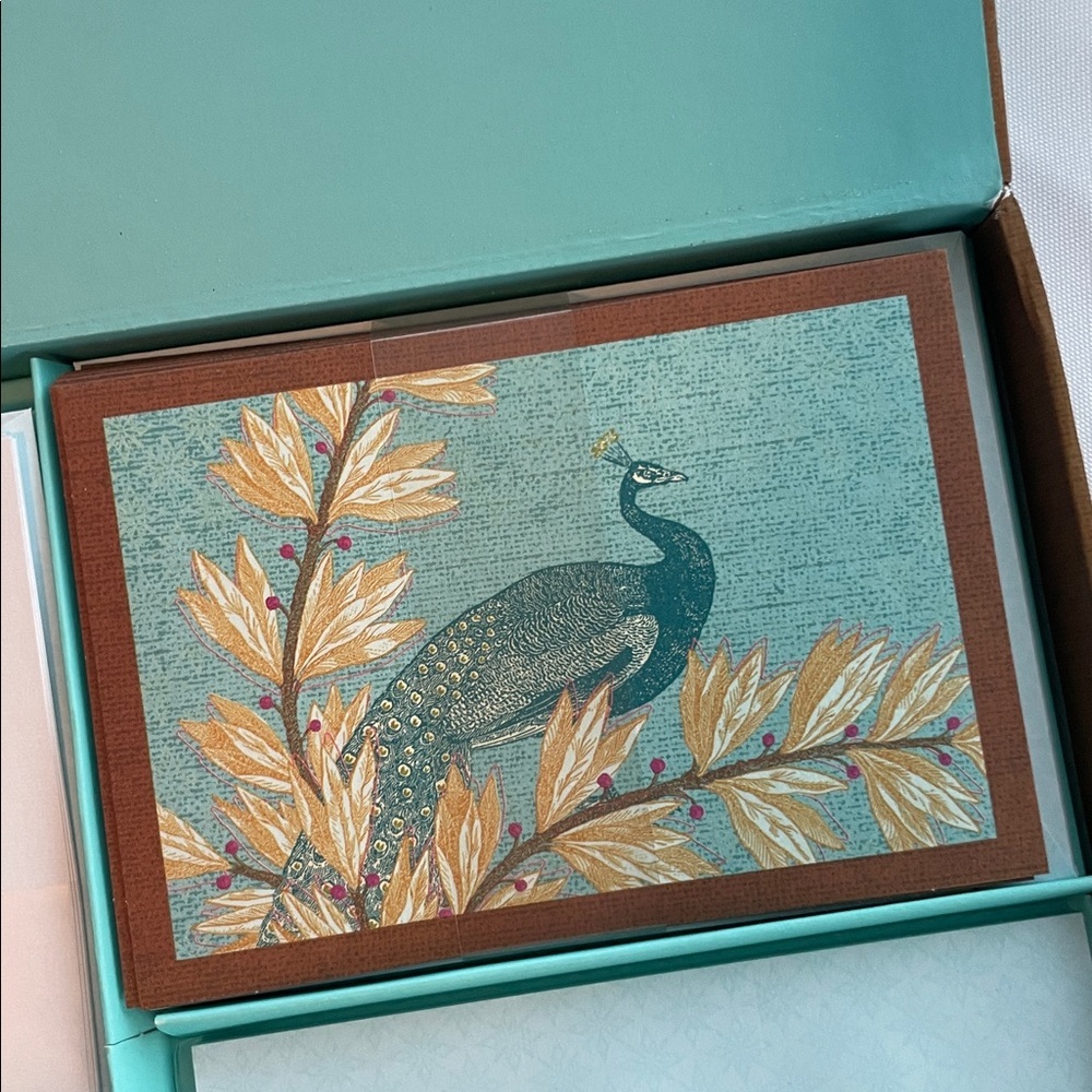 Peacock Design Decorative Box inside Writing set. - Picture 3 of 4